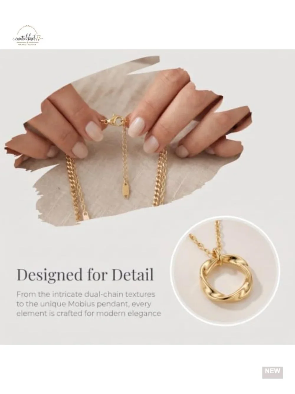 14K Gold Plated Layered Necklace Set with Dainty Pendant & Bracelet